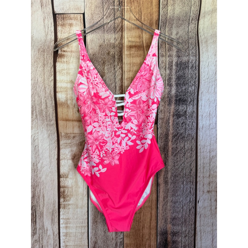 Lilly Pulitzer Jaspen One Piece Swimsuit Floral Roxie Pink Beach Vacation Size 6